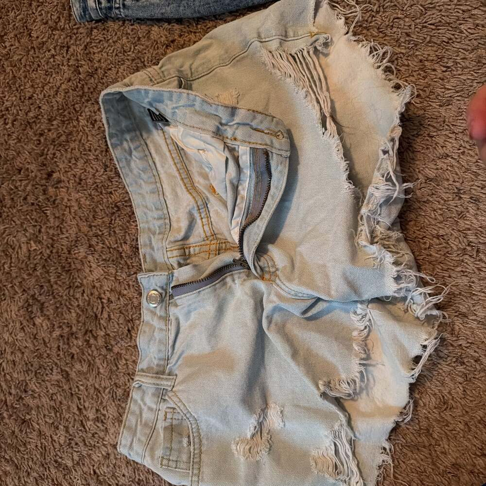 Light Blue Distressed Denim Shorts